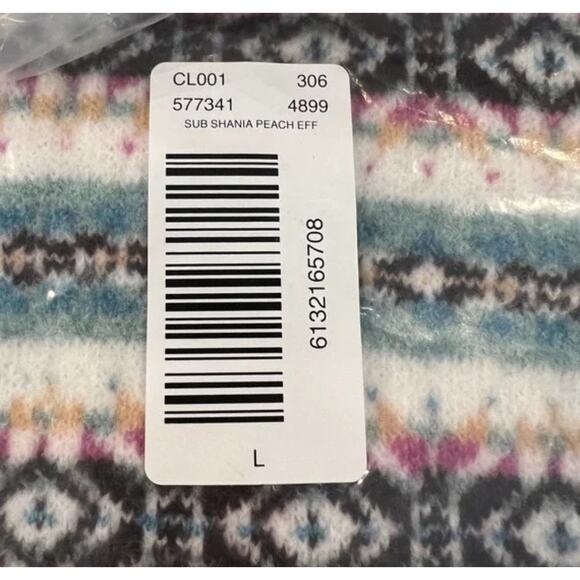 **NWT LOFT Ivory Fair Isle Relaxed Button Front Cardigan Sweater - Picture 7 of 10